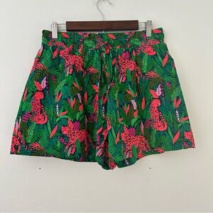 NWT Palms Away Linen Blend Shorts Tropical Leopard Print Size Medium
